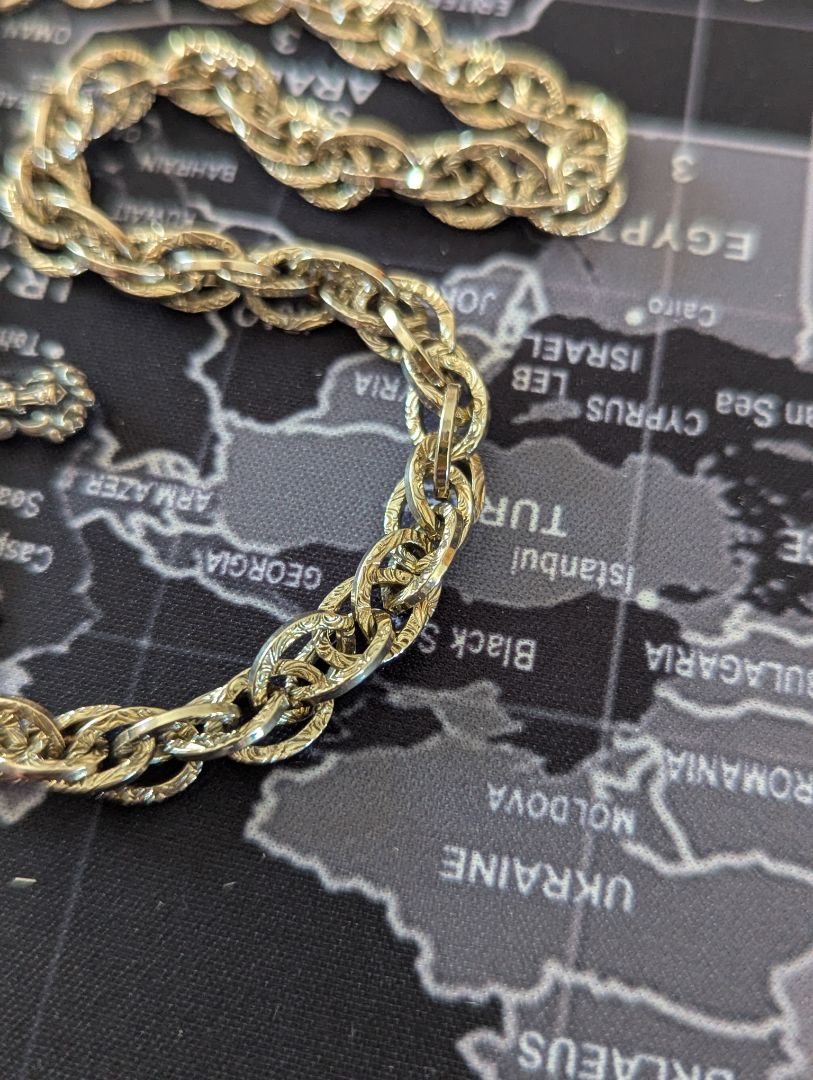 Silver tone cross fob and fancy Pocket watch chain