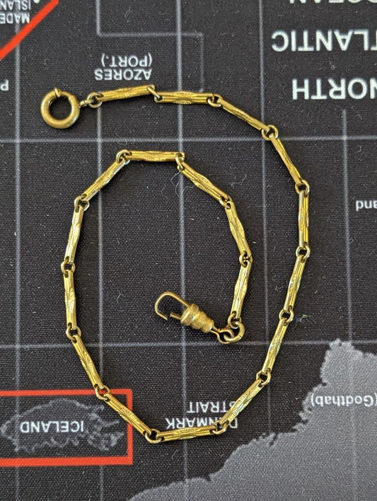 12" Vintage gold tone Pocket Watch chain