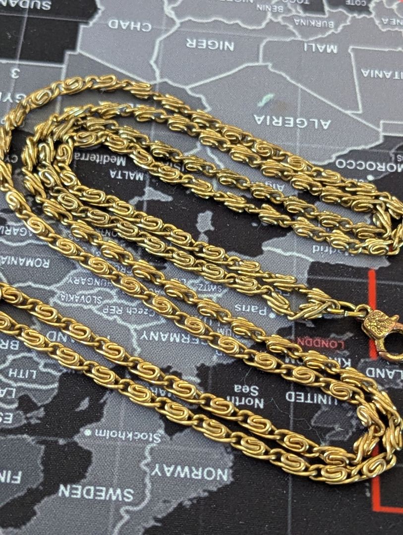 23" gold tone pocket watch double chain