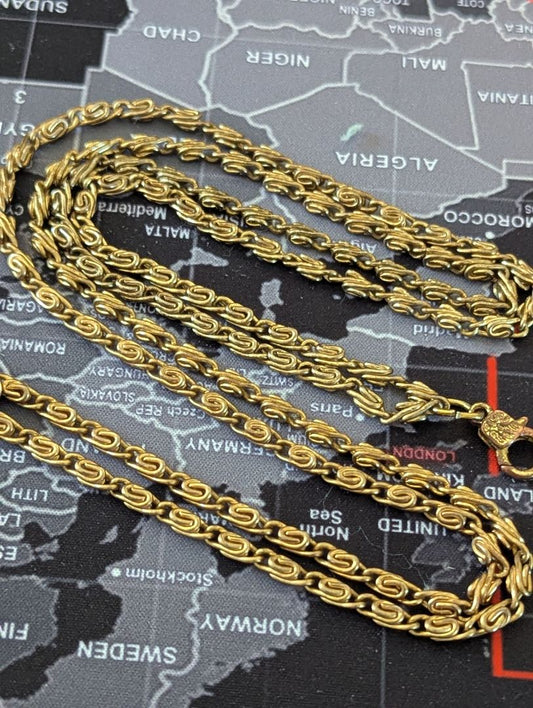 23" gold tone pocket watch double chain