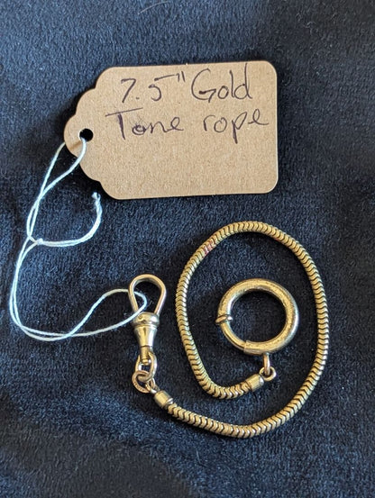 7.5" Vintage Gold tone rope chain