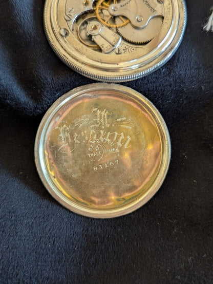 Elgin Pocket Watch - Fancy dial - Solid Silver case - 7 Jewels - Size 6s - Serviced