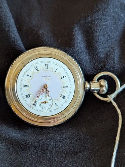 Elgin Pocket Watch - Fancy dial - Solid Silver case - 7 Jewels - Size 6s - Serviced