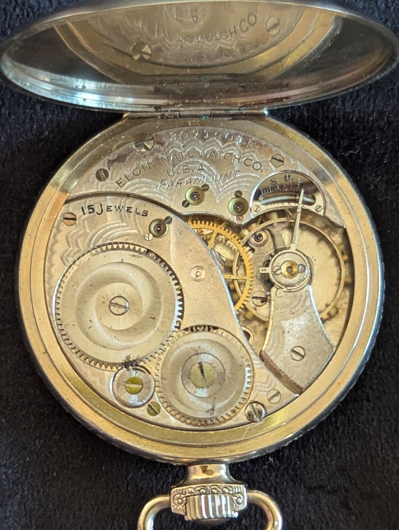 Elgin Pocket Watch - 15 Jewels - Size 12s - MINT Gold Filled case - Serviced