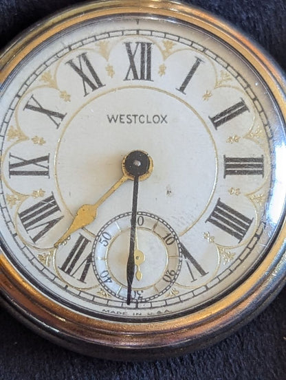Westclox Conductor Pocket Watch & Chain - Train case - Serviced - Runs great