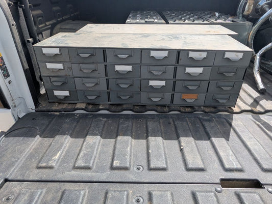 Vintage Garage Storage - 24 drawer heavy duty steel cabinet