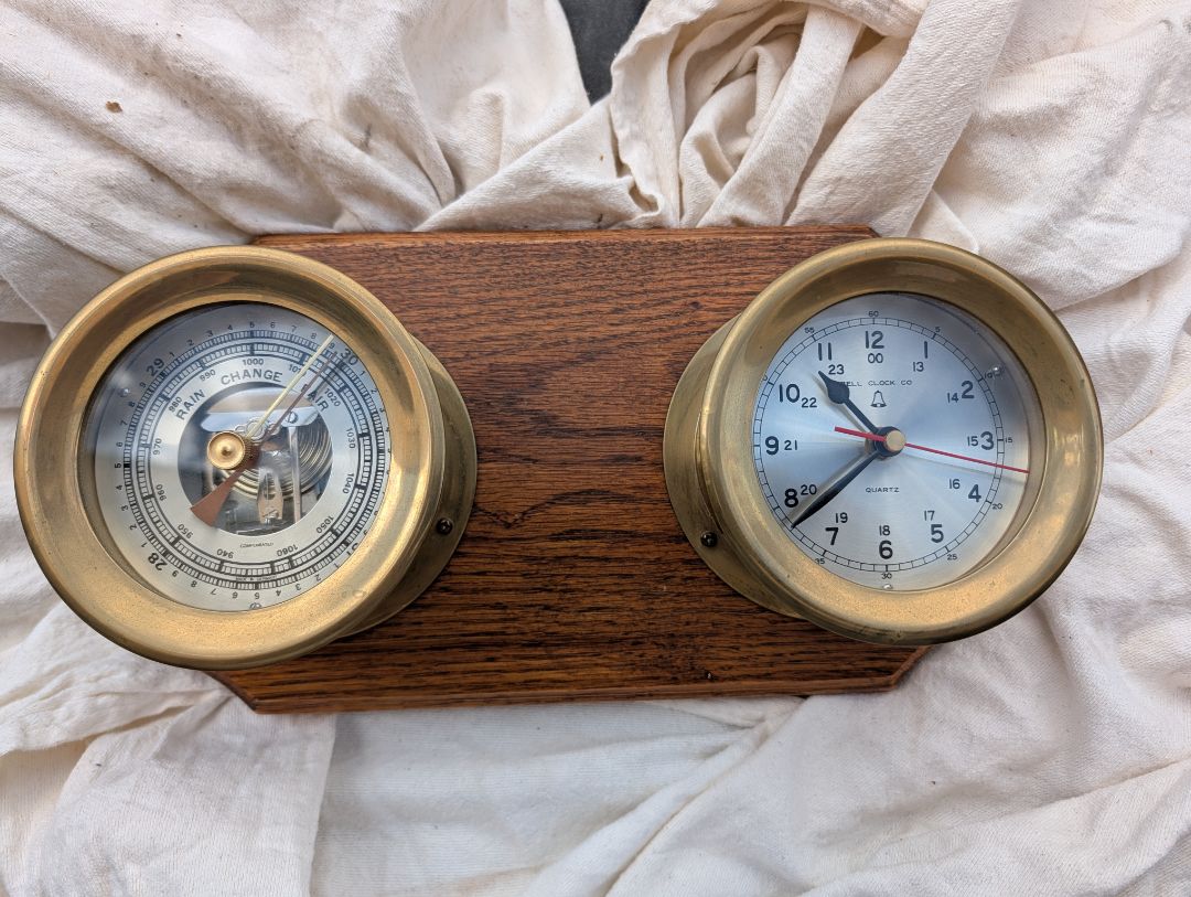 Brass Nautical Clock and Barometer