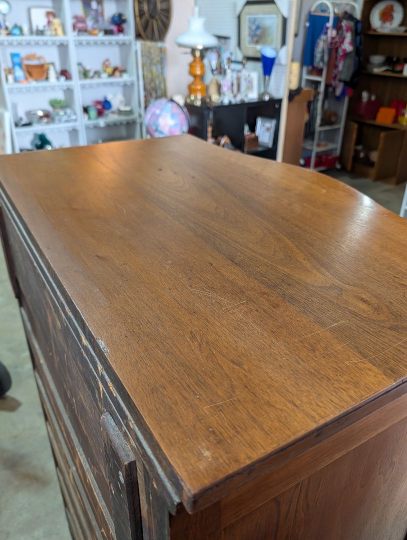 Antique Serpentine front chest of drawers