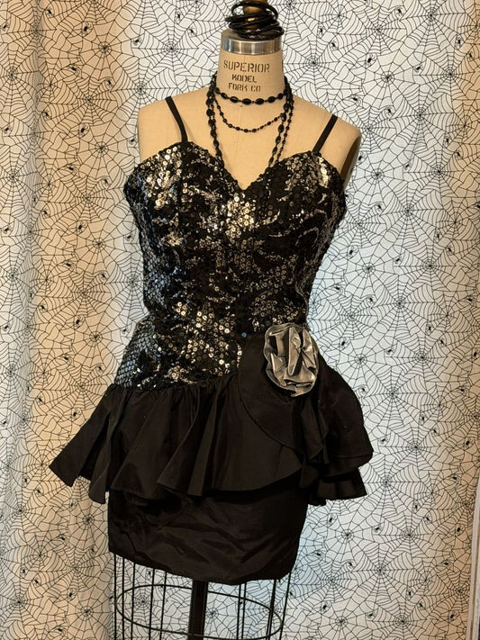 Black w/ Silver Sequins  Party Dress, 10