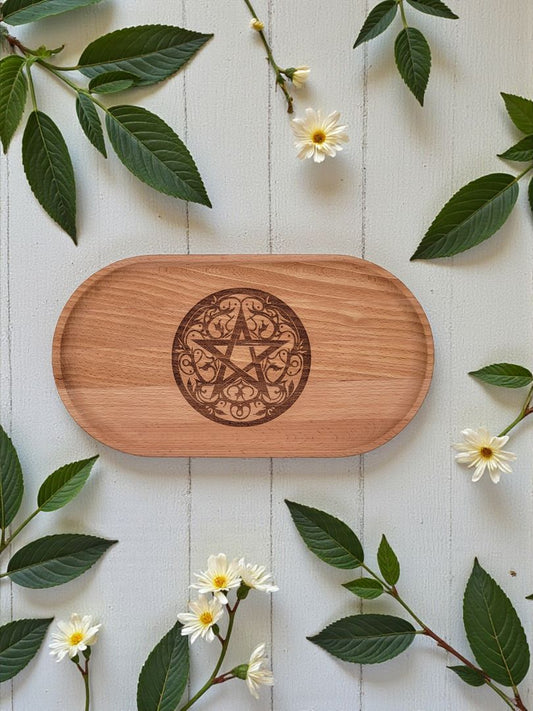 Pentagram Wood Serving Tray Small, 11 Inches x 6 Inches