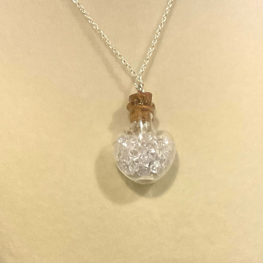 Silver and White Handmade Heart Necklace