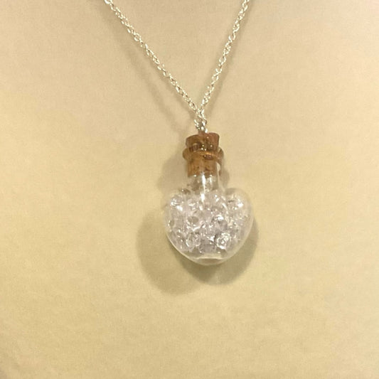 Silver and White Handmade Heart Necklace