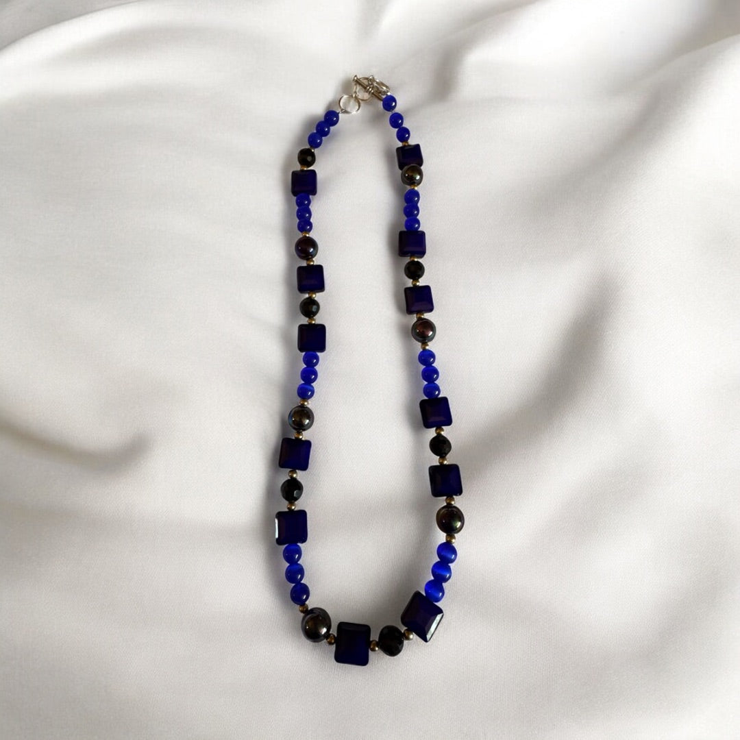 Navy blue bead necklace