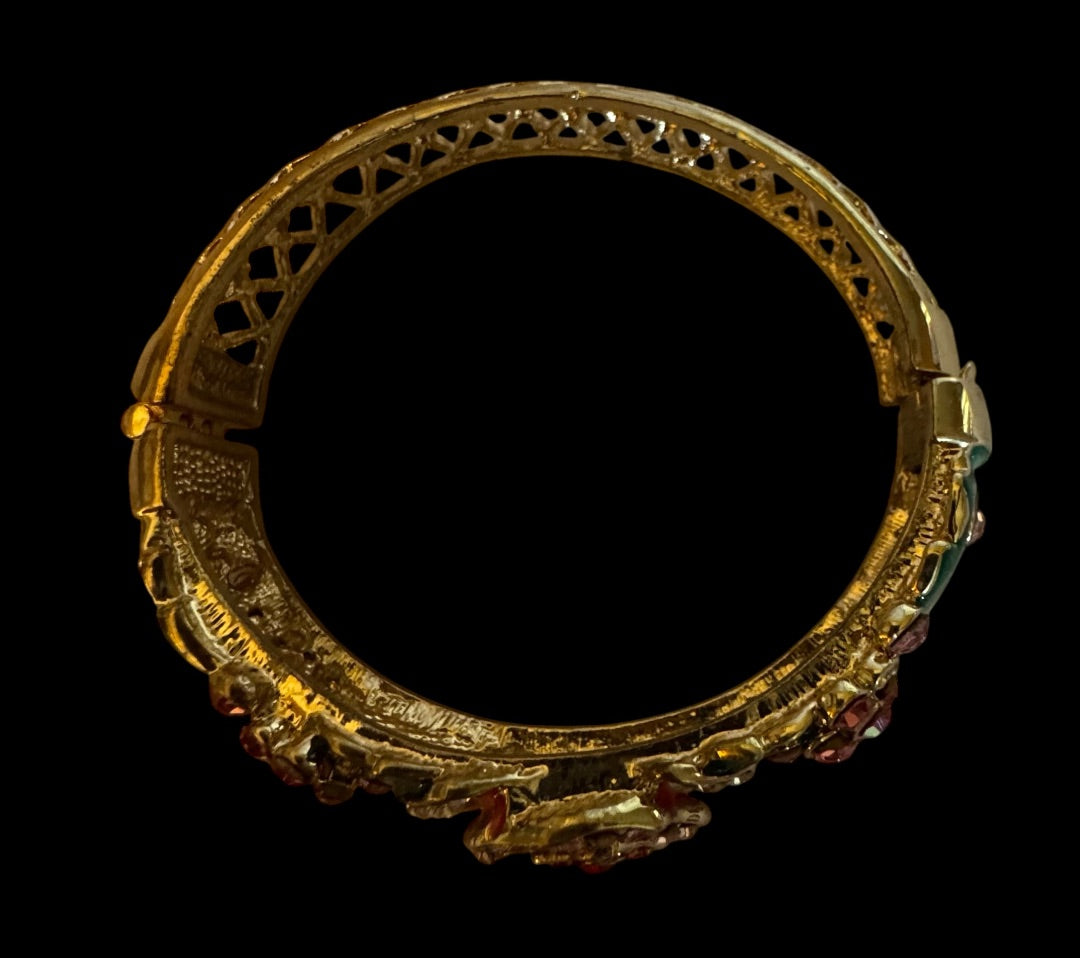 Goldtone Flower Clasp Bangle Bracelet