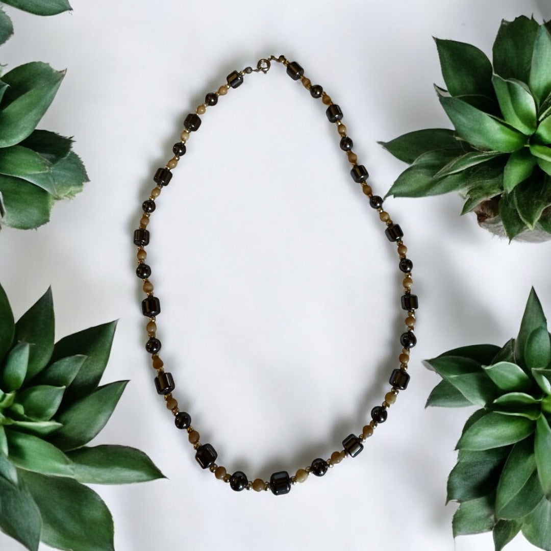 Hematite and bead necklace