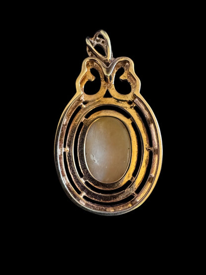 Pink stone rose gold over 925 pendant