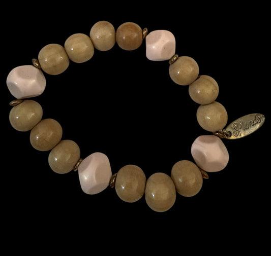 Plunder tan & peach stretchy bracelet
