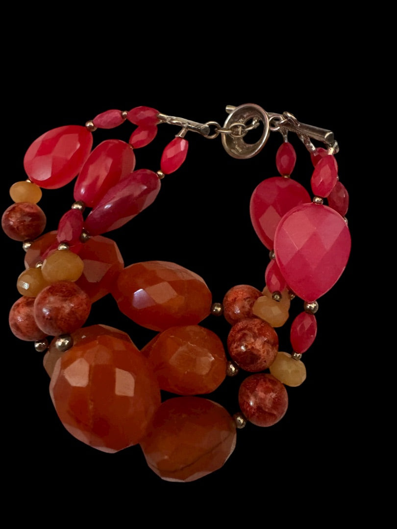 Dark pink multistrand chunky bracelet