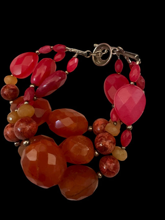 Dark pink multistrand chunky bracelet