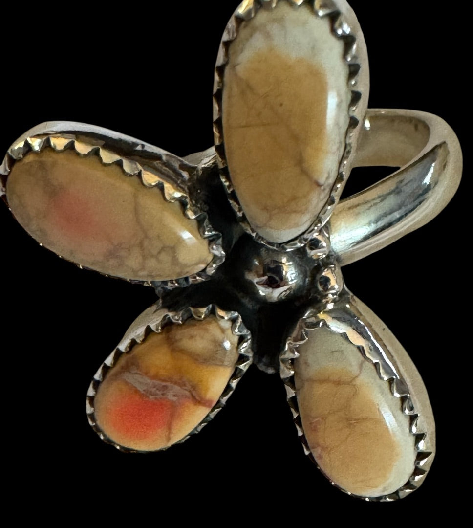 Four petal stone orange ring SW style
