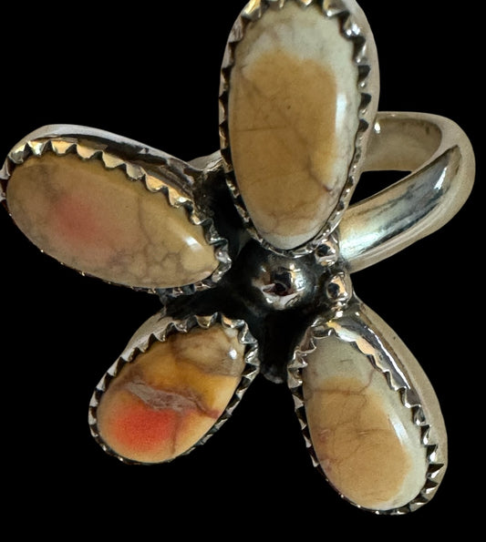 Four petal stone orange ring SW style