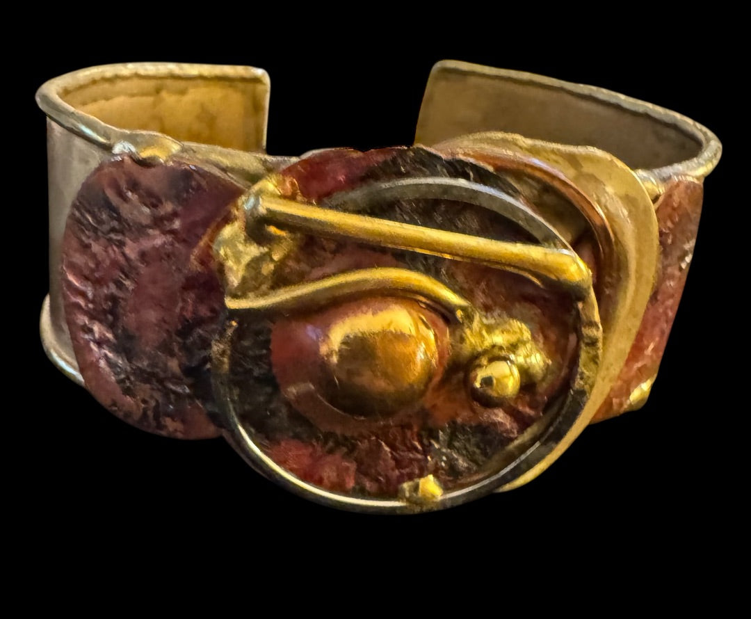 Brass color w/embellishment cuff bracelet