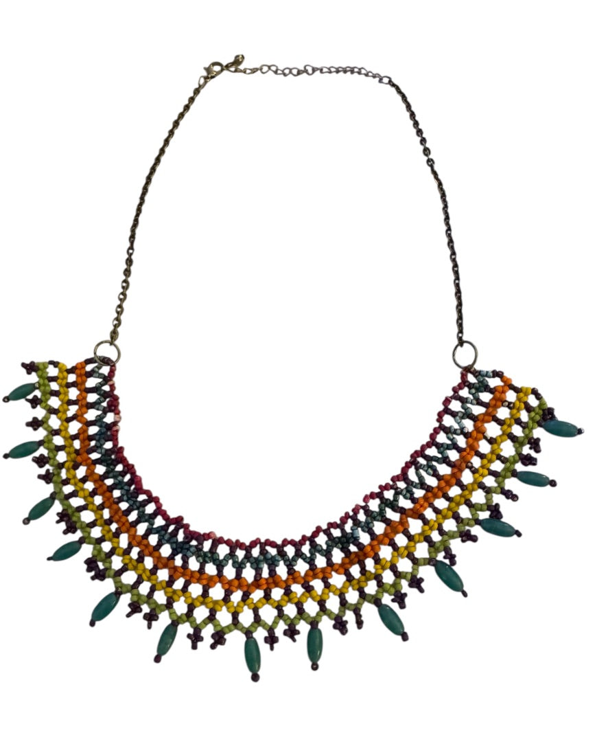 Multicolored beaded choker necklace