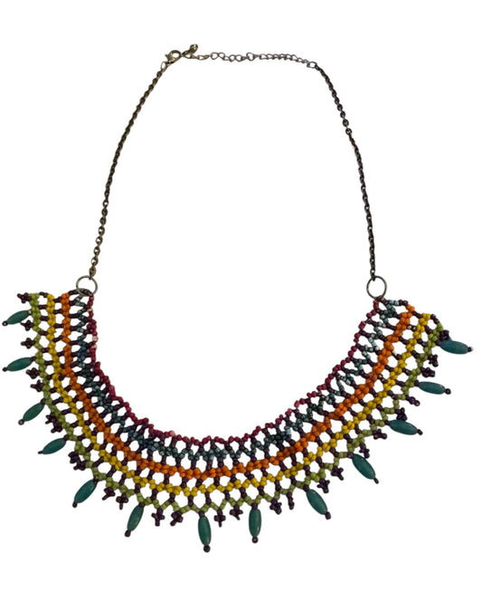 Multicolored beaded choker necklace