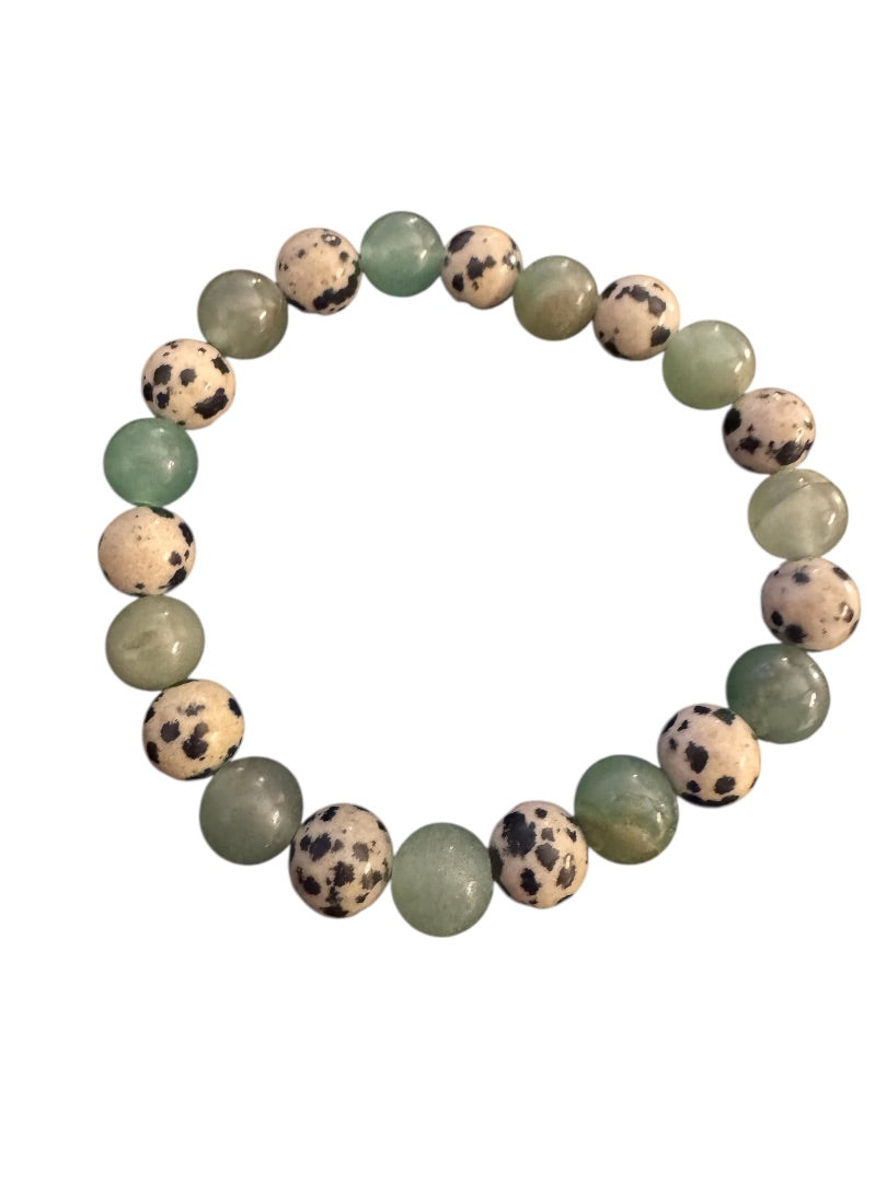 Green Blackwhite Spotted Stretchy bracelet