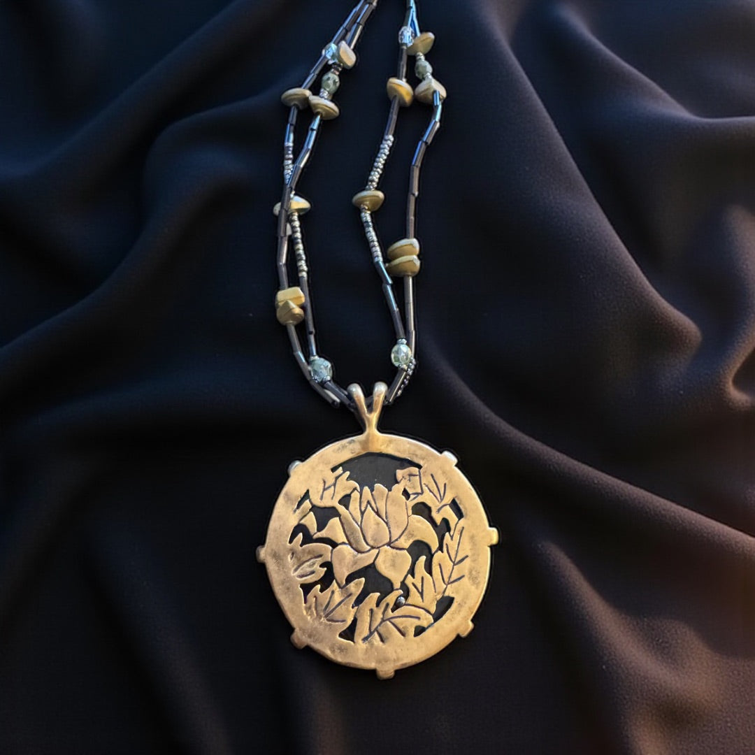 Lotus flower cutout necklace
