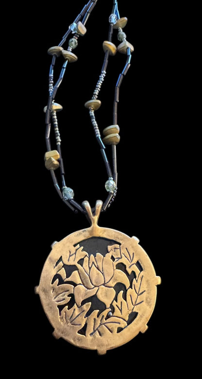Lotus flower cutout necklace