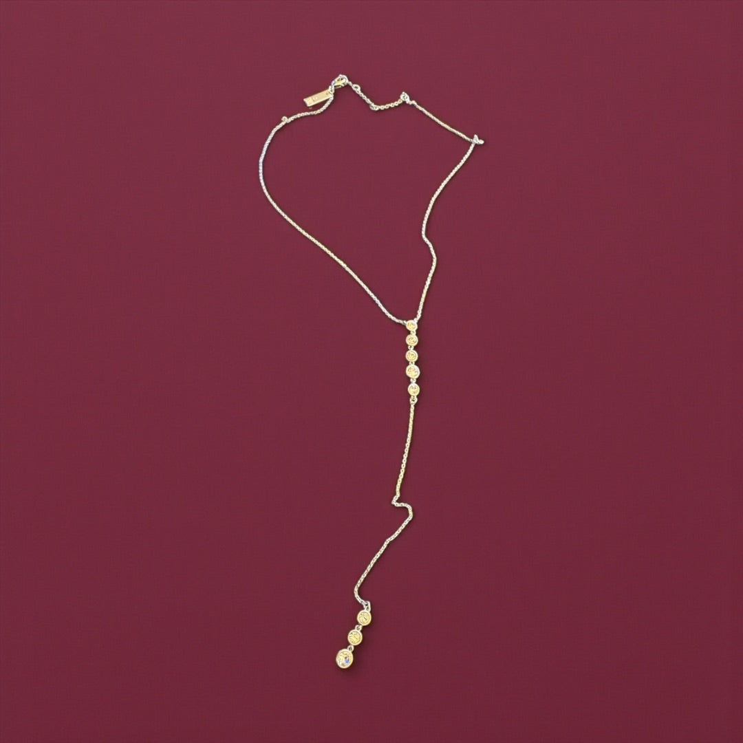 INC Silvertone Clear Lariat necklace
