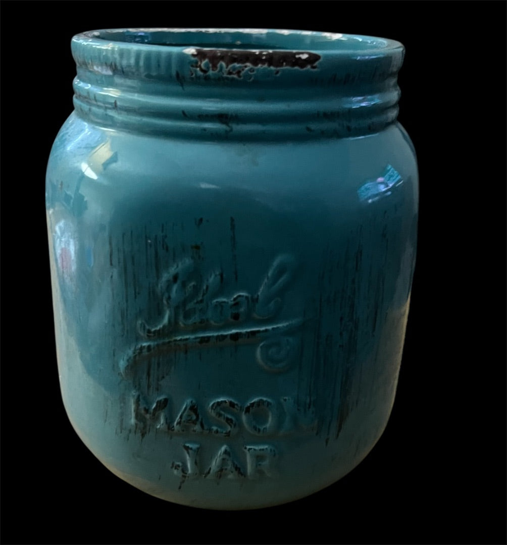 Teal Mason crock