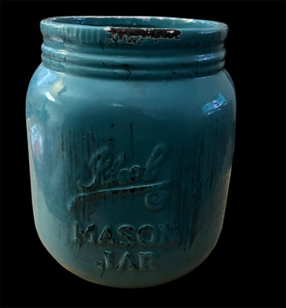 Teal Mason crock