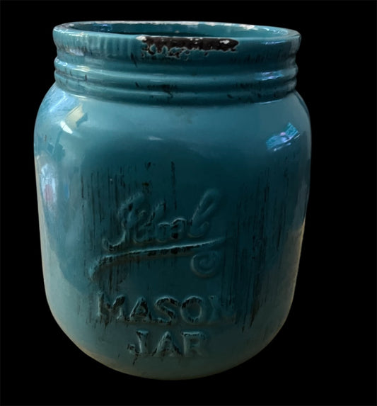 Teal Mason crock