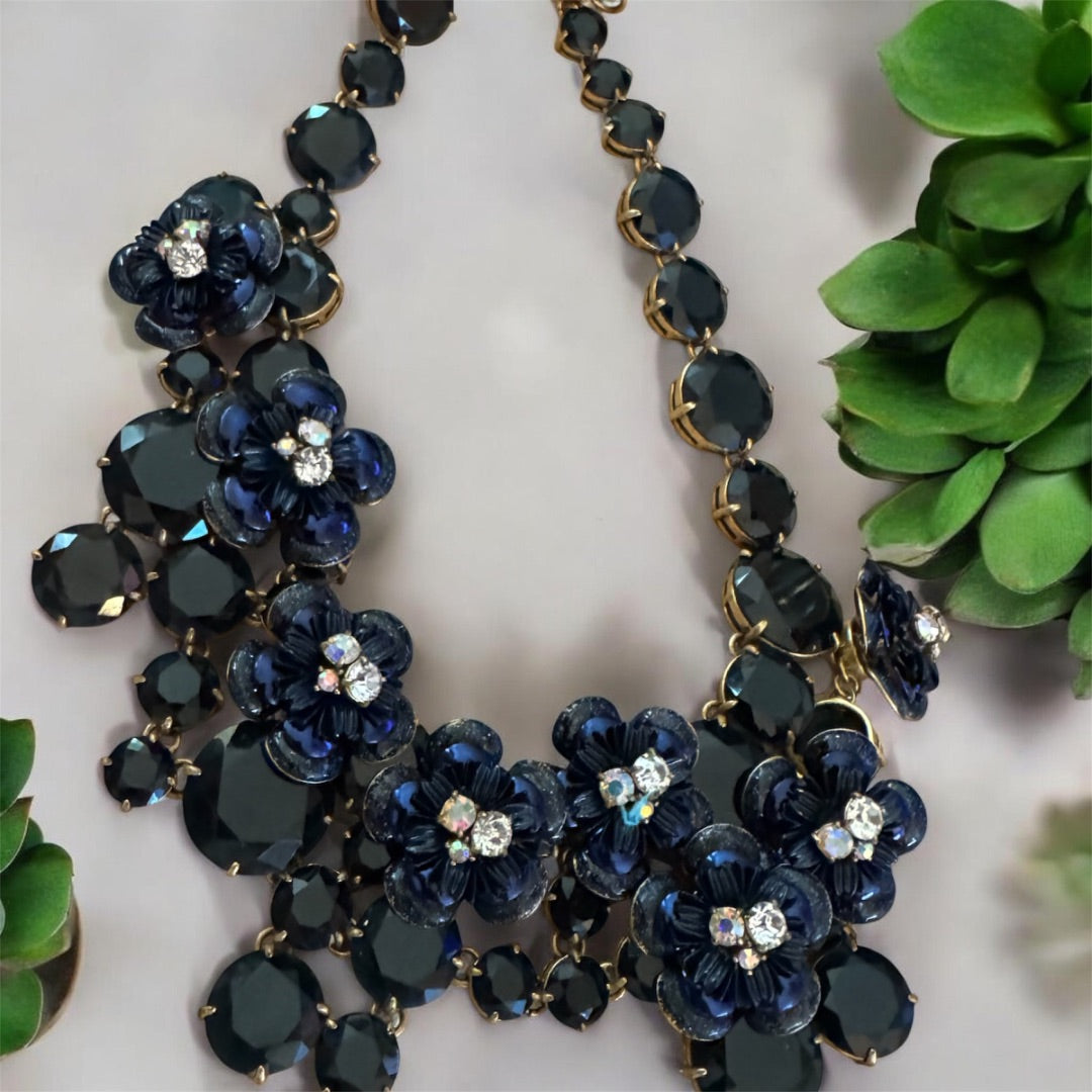 J Crew MIdnight Floral statement necklace