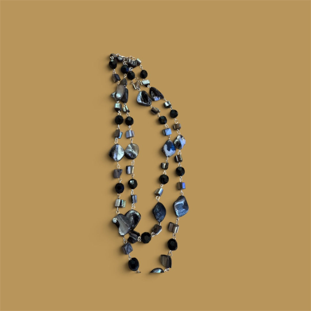 Black Shell double strand necklace