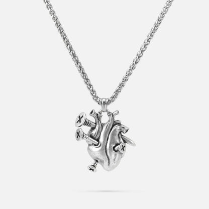 Silver Punk Youth Enduring Heart Pendant