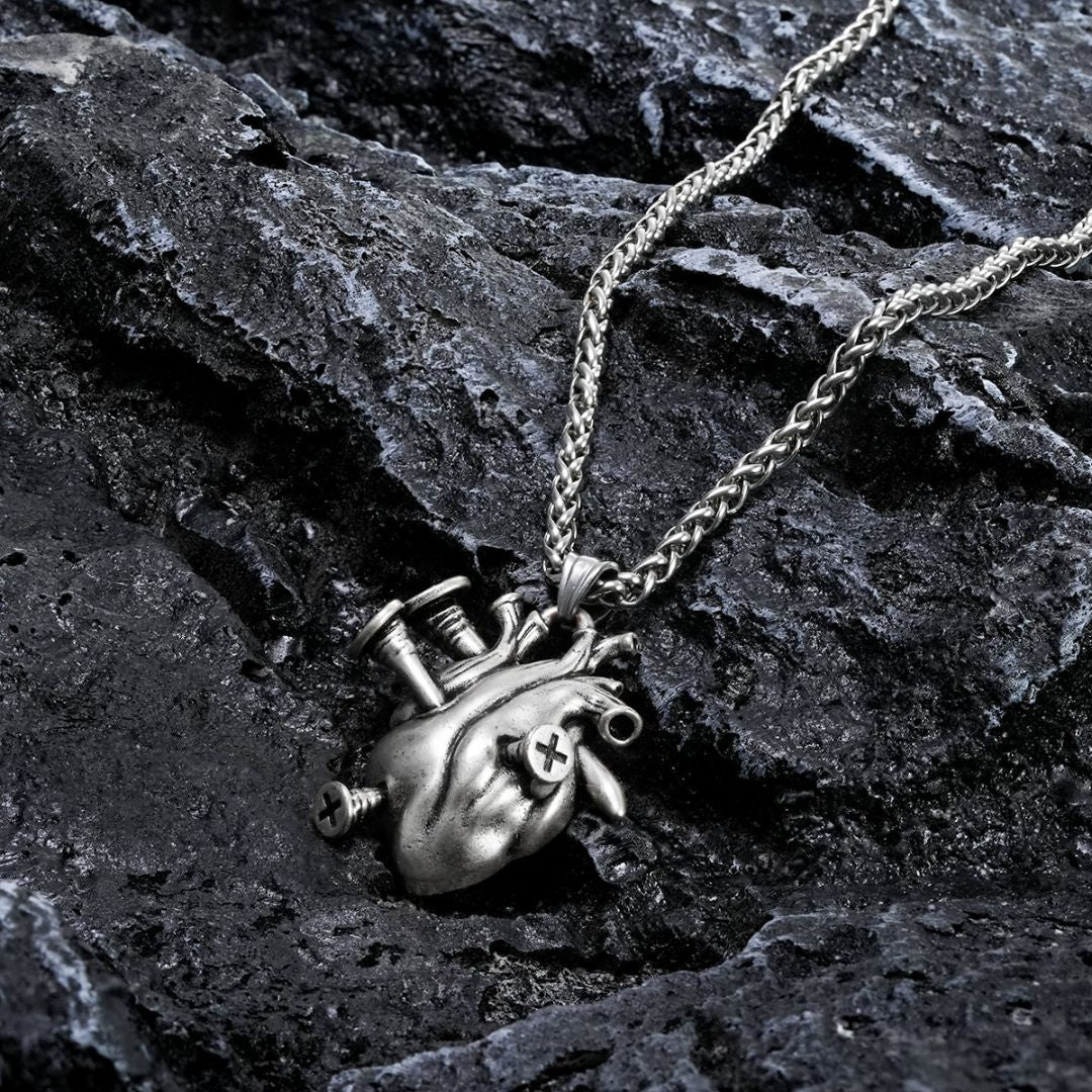 Silver Punk Youth Enduring Heart Pendant