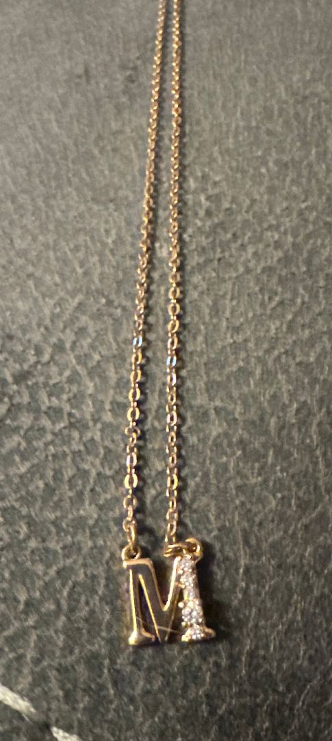 Gold Tone 'M' Necklace