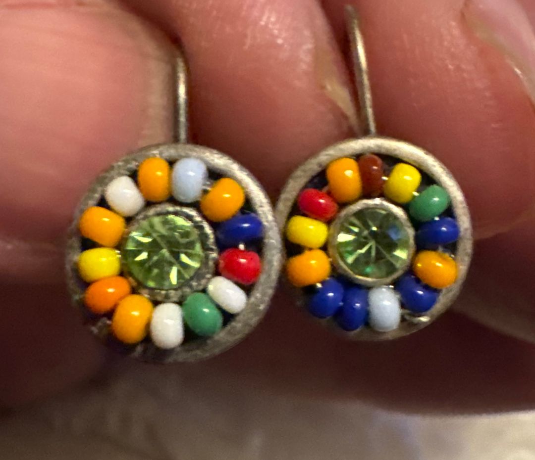Multicolored Round Beaded Earrings