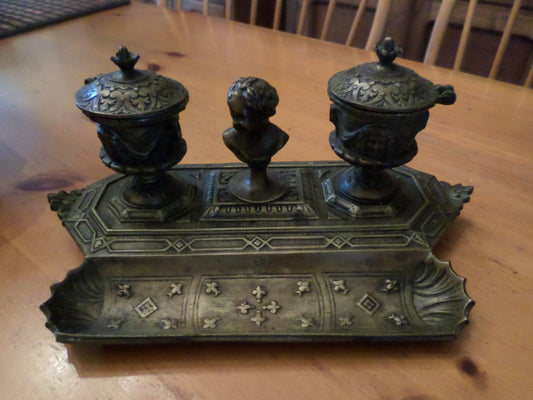 Antique Brass Double Ink Well