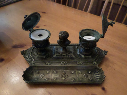Antique Brass Double Ink Well