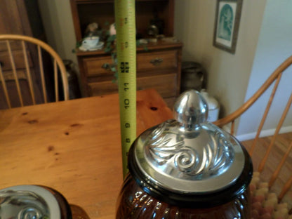 Vintage Ribbed Glass Canisters - Set of 3