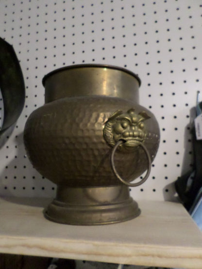 Vintage Brass Planter w/ Foo Dog Heads