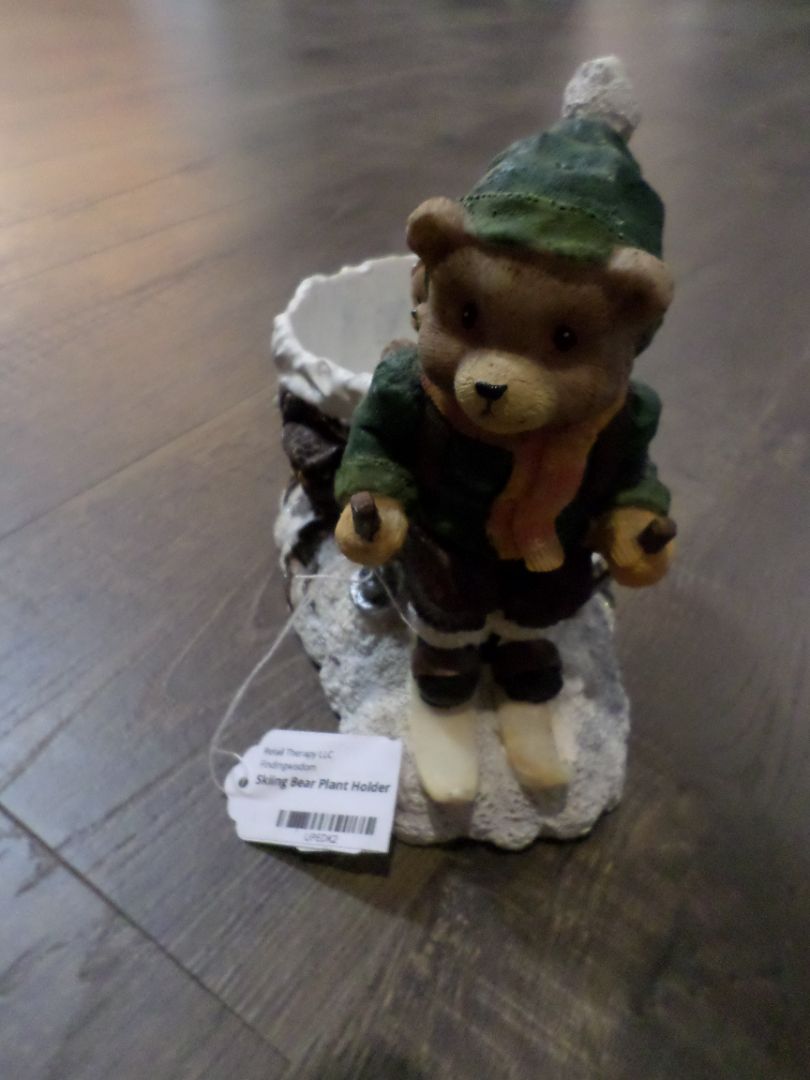 Skiing Bear Plant Holder
