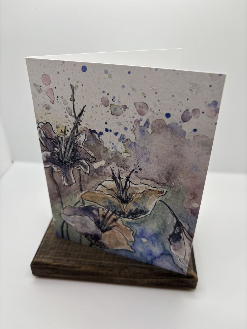Abstract Flowers Original Watercolor Greeting Card (Blank Inside), 4"x6"