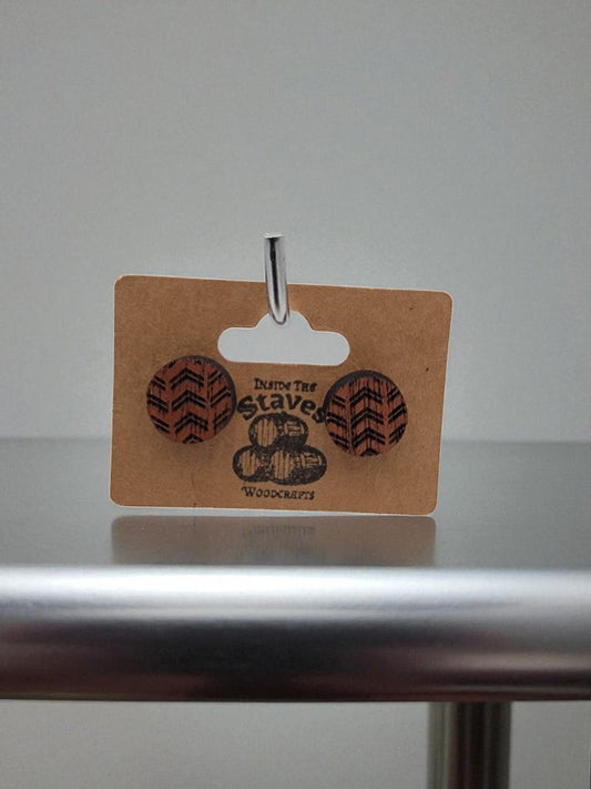 Wooden Chevron Stud Earrings