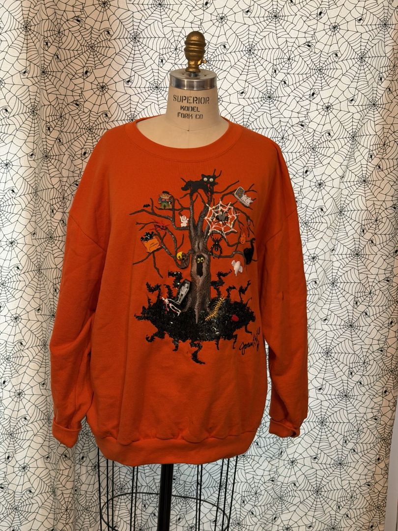 Orange  Halloween Sweatshirt Vintage, XXL