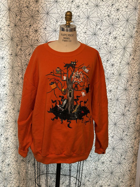 Orange  Halloween Sweatshirt Vintage, XXL